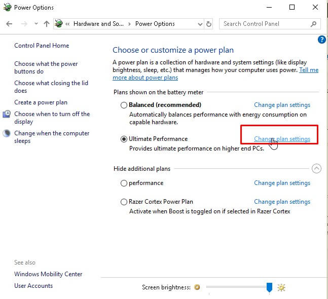 change plan settings