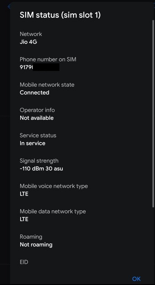 how to check my jio number in my mobile