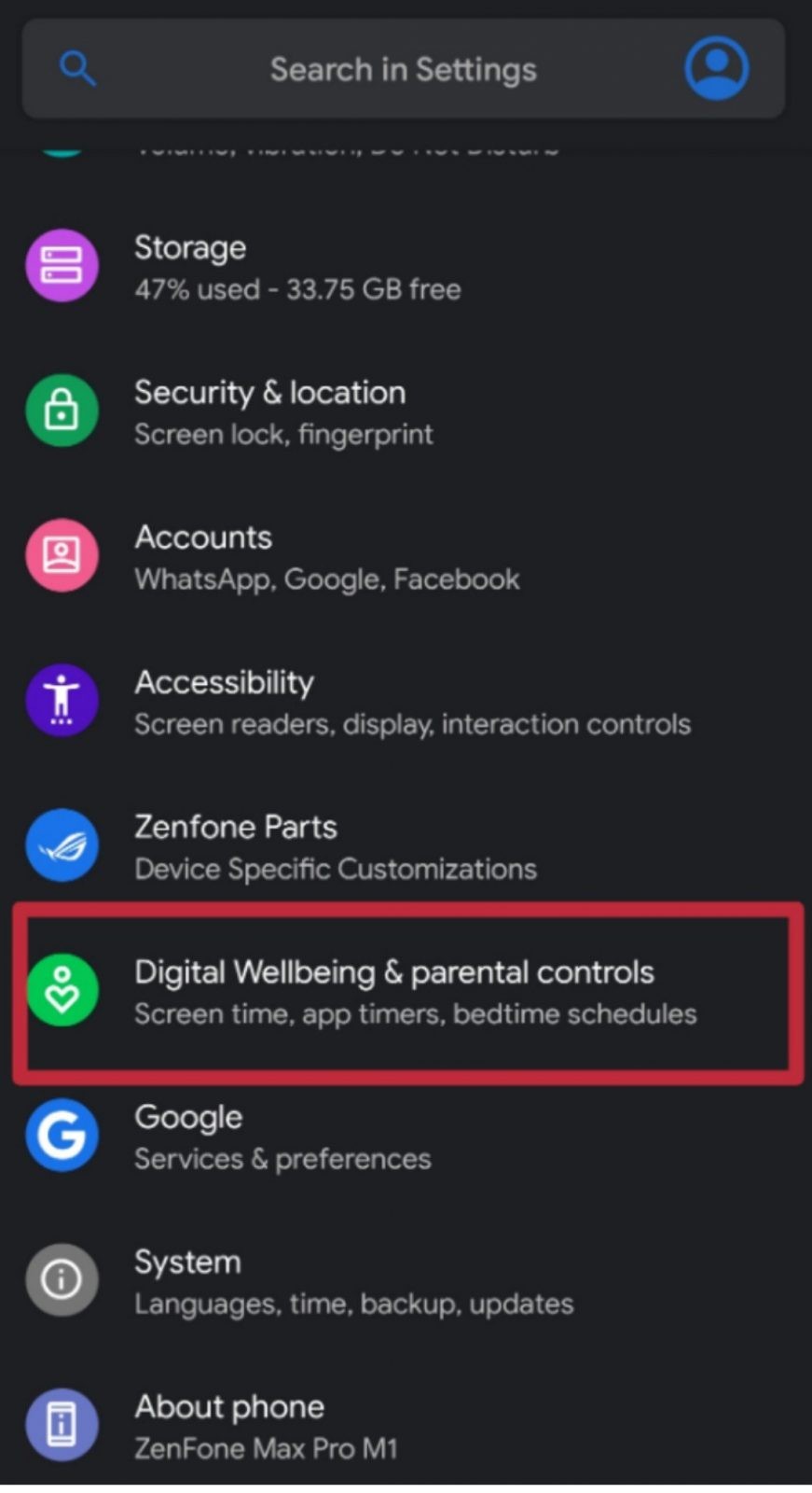 digital wellbeing settings