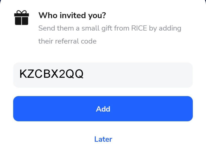 Rice Wallet referral code