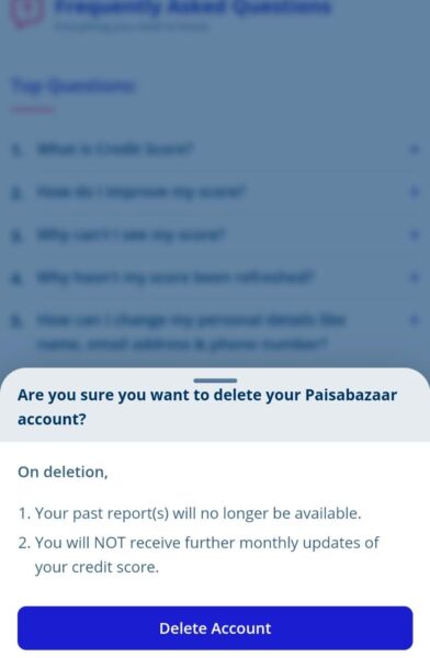 Delete Paisabazaar Account